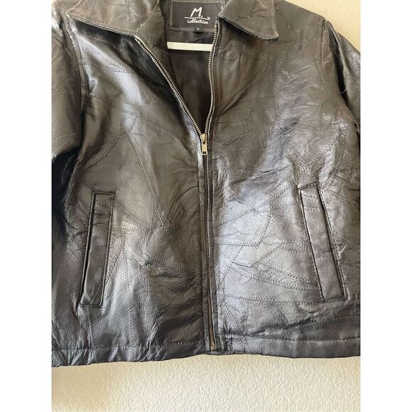 Vintage 90s leather patchwork‎ jacket size small - Picture 2 of 6